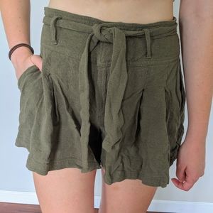 By Together Army Green Paperbag Shorts